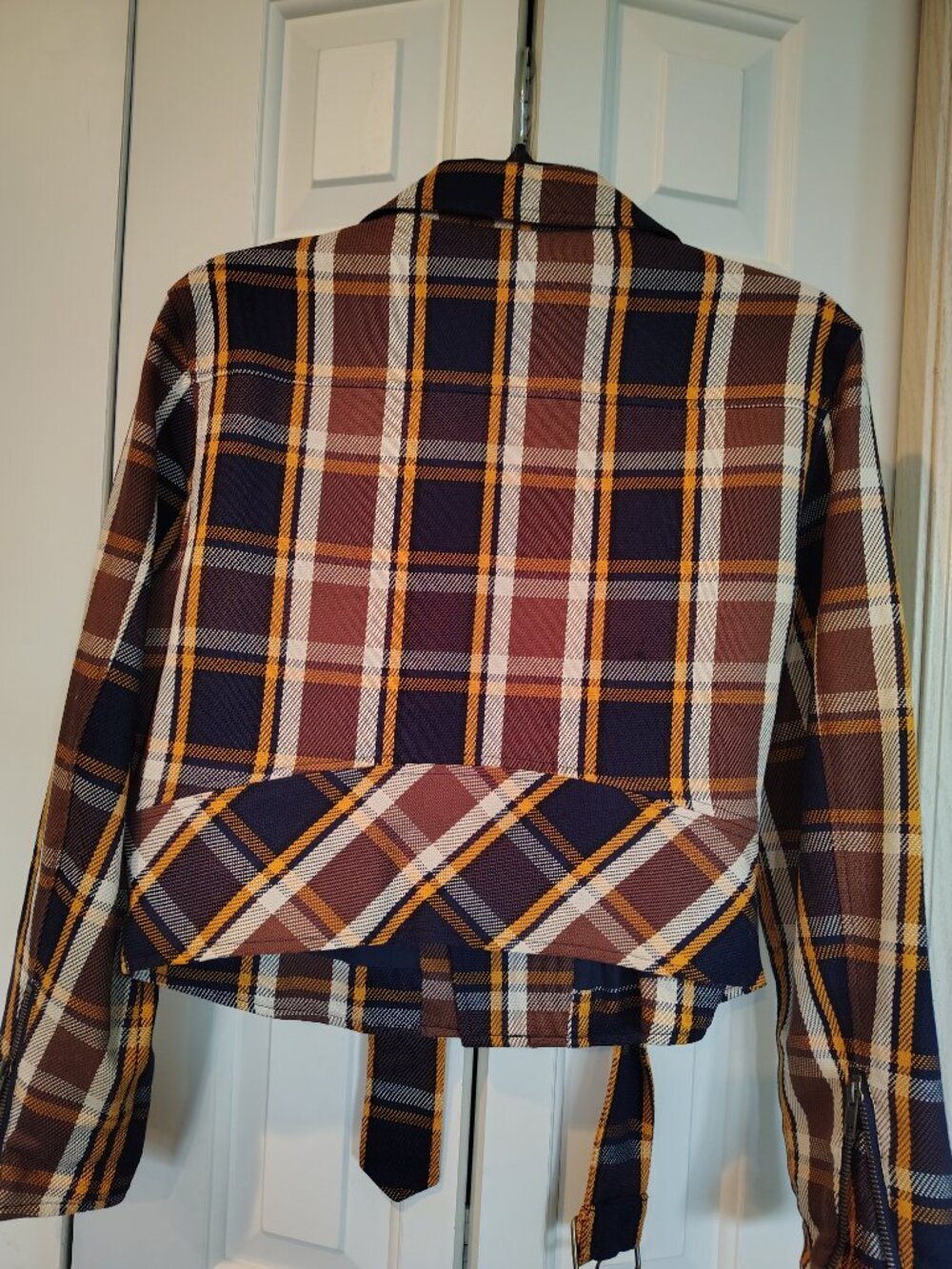 MOTHER - Stylish Moto 100% Cotton Plaid Jacket - Picture 2 of 10